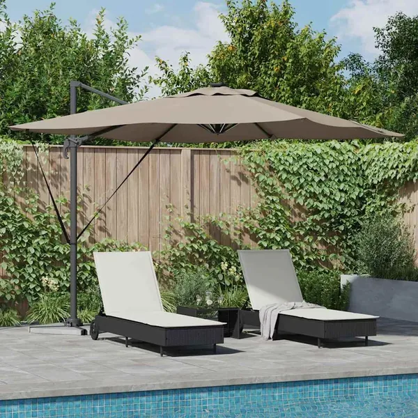Parasol Taupe 286 x 284 x 270 cm Aluminium et polyester