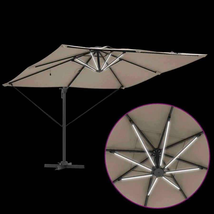 Parasol Taupe 286 x 284 x 270 cm Aluminium et polyester - 11
