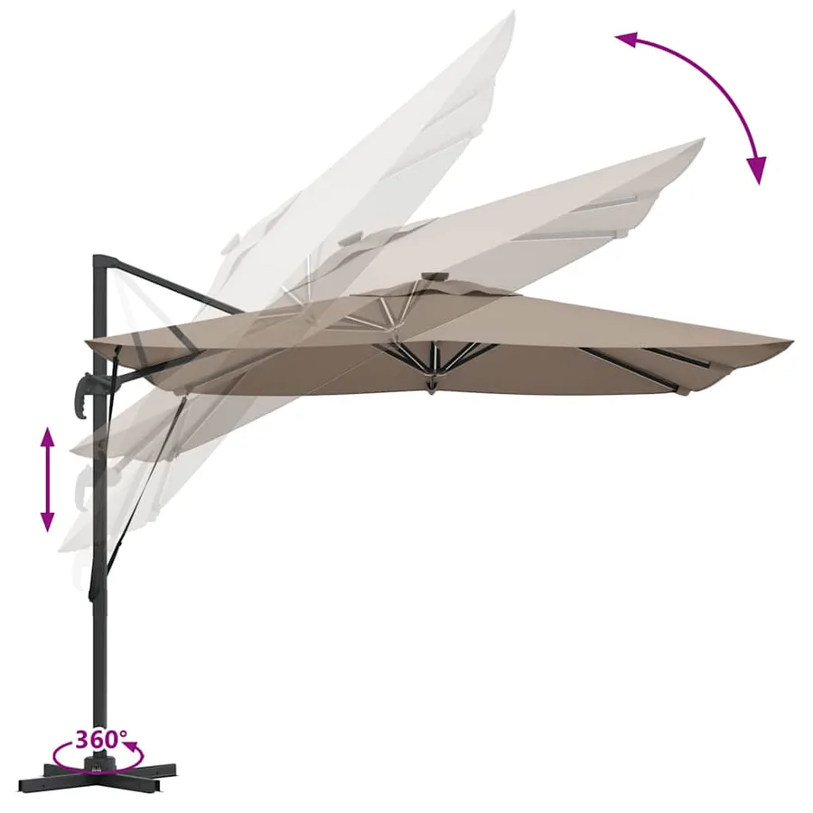 Parasol Taupe 286 x 284 x 270 cm Aluminium et polyester - 13