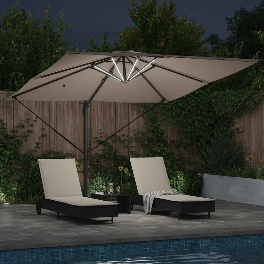 Parasol Taupe 286 x 284 x 270 cm Aluminium et polyester - 4