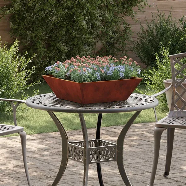 Cache-pot de jardin 5 pc Rouillé 50 x 50 x 15 cm Acier patiné