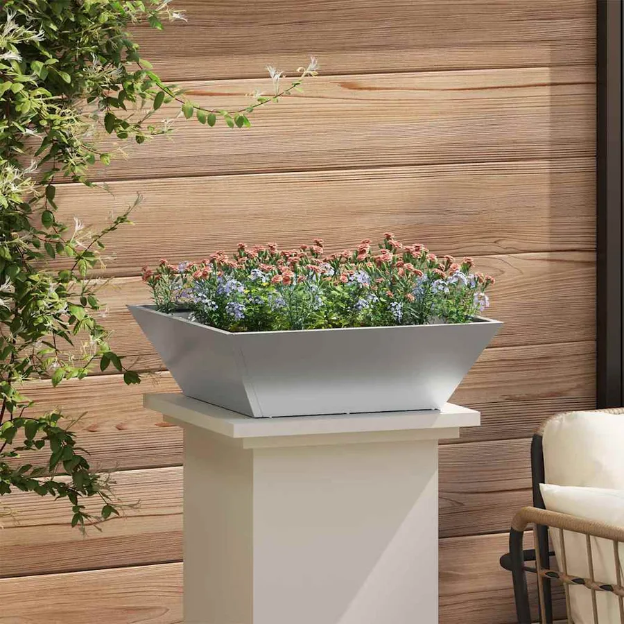 Cache-pot de jardin 5 pc Argent 50 x 50 x 15 cm Acier galvanisé - 4