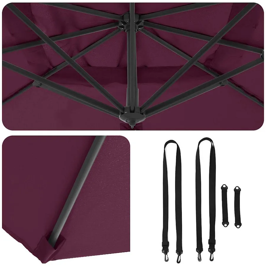 Parasol Roma Rouge 286 x 284 x 265 cm Aluminium et polyester - 8