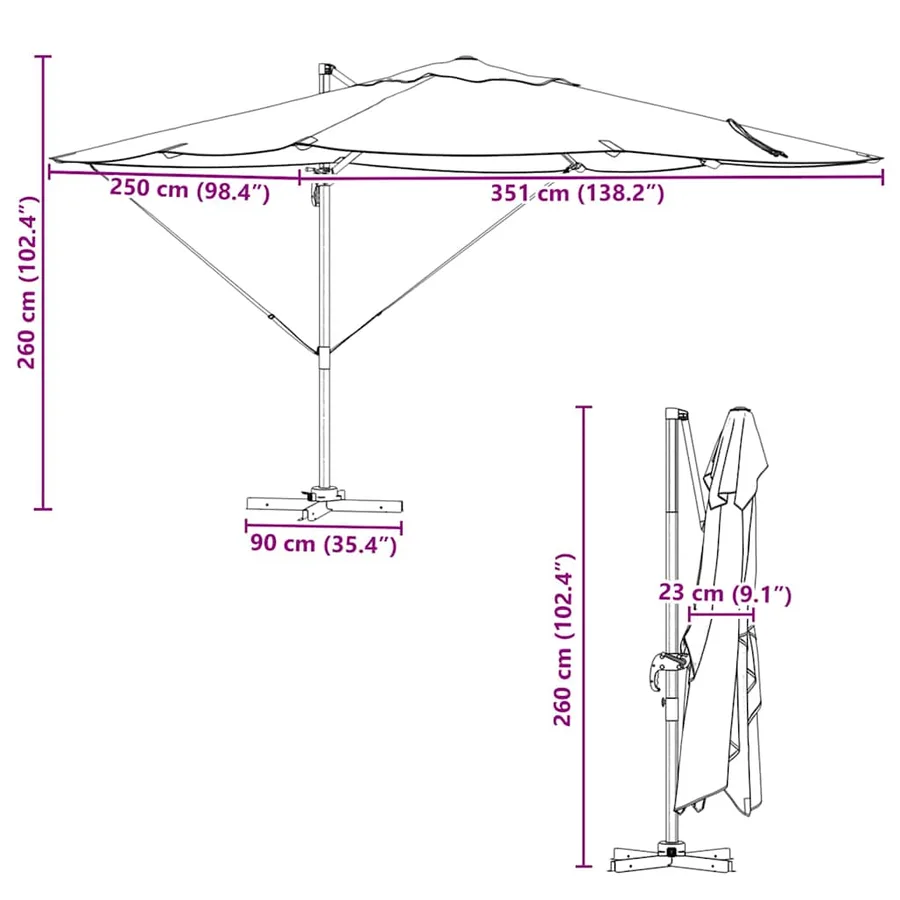 Parasol Sable 351 x 250 x 260 cm Polyester et Aluminium - 13