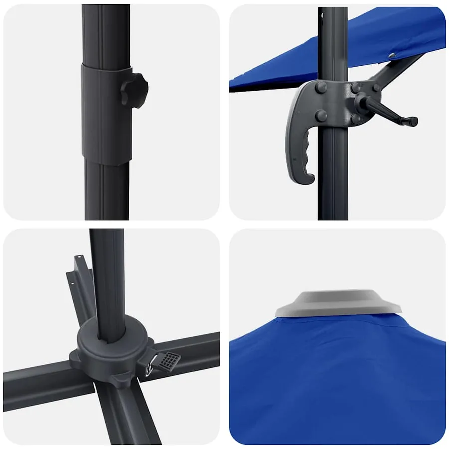 Parasol 351 x 250 x 260 cm Polyester et Aluminium Azur - 9