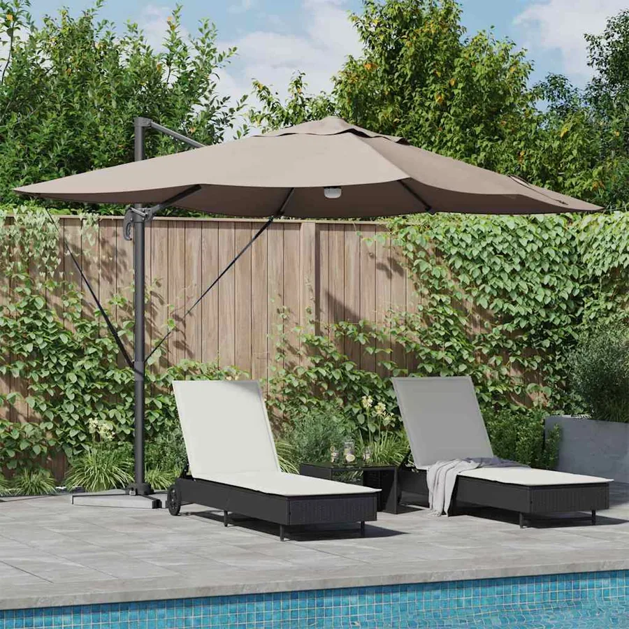 Parasol Taupe 351 x 250 x 253 cm Polyester et Aluminium