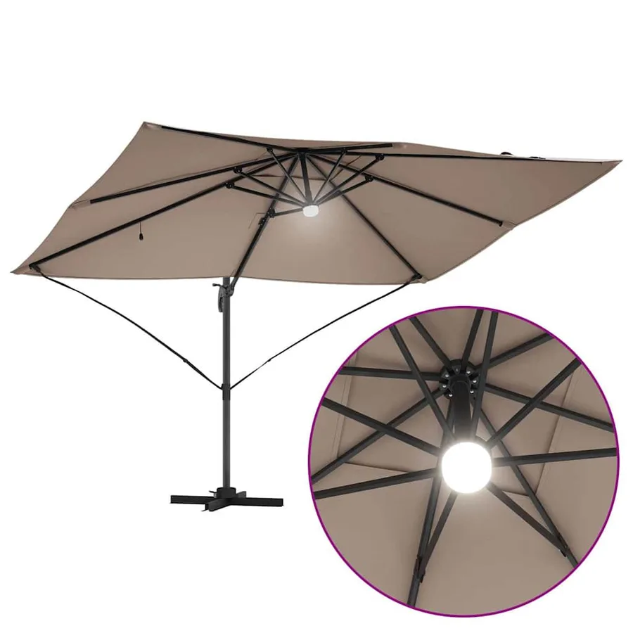 Parasol Taupe 351 x 250 x 253 cm Polyester et Aluminium - 12