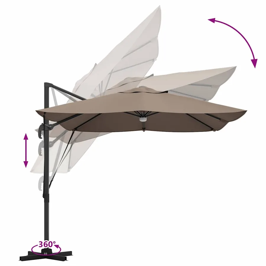 Parasol Taupe 351 x 250 x 253 cm Polyester et Aluminium - 13