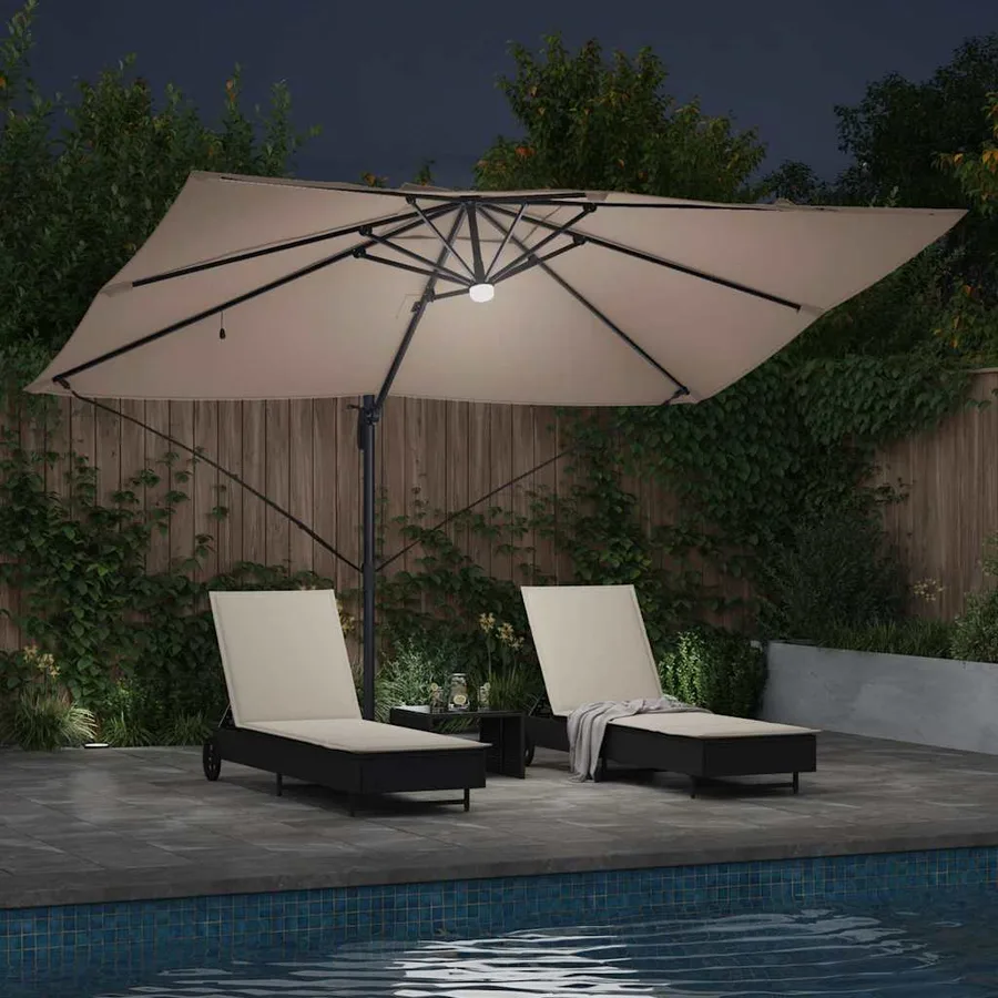 Parasol Taupe 351 x 250 x 253 cm Polyester et Aluminium - 4