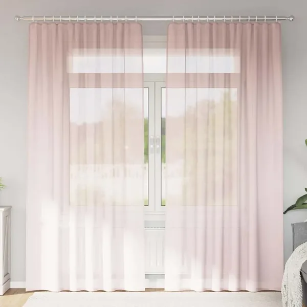 Rideaux en voile avec passe-tringles 2 pcs rose clair