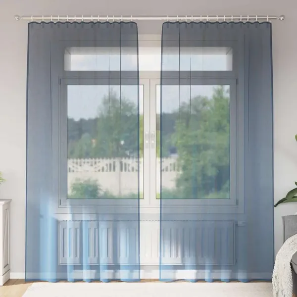 Rideaux en voile avec passe-tringles 2 pcs bleu royal