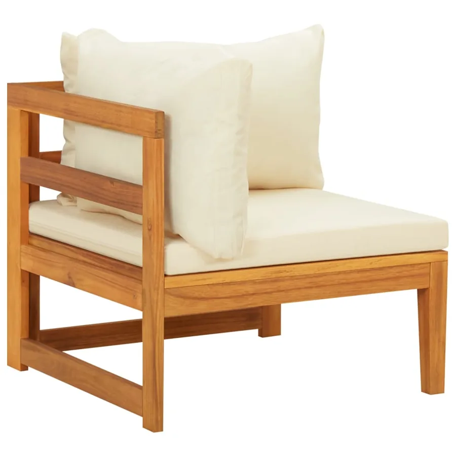 Salon de jardin 3 pcs avec coussins blanc crème Bois d'acacia - 4