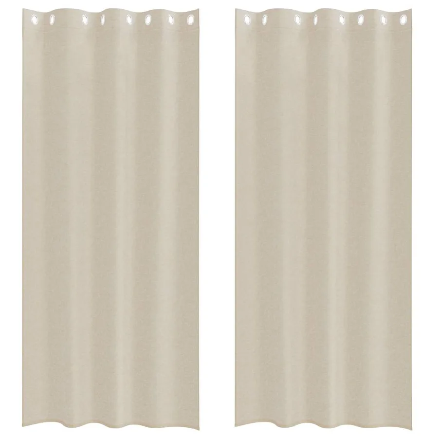 Rideau en Voile 2 pcs Couleur sable 260 x 140 cm Polyester - 2