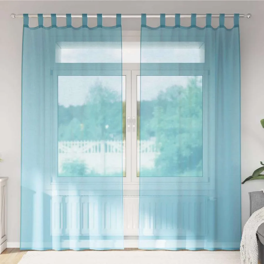 Rideaux en voile avec passe-tringles 2 pcs turquoise