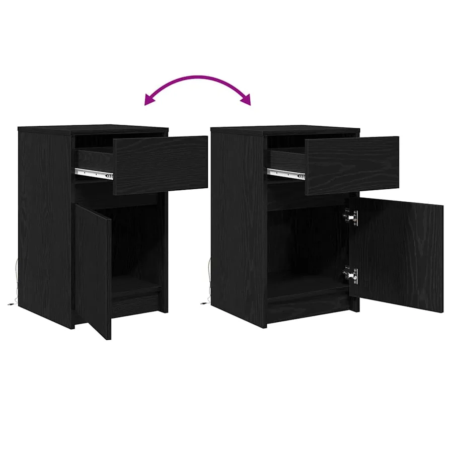 Armoire de chevet LED 2 pcs Chêne noir 38 x 34 x 61 cm - 12