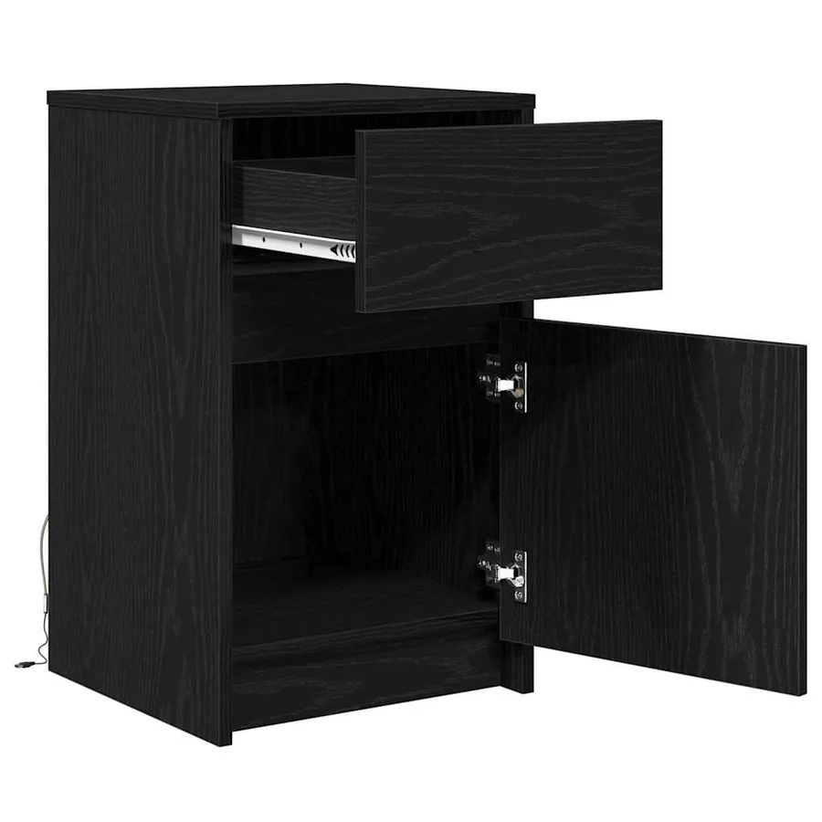 Armoire de chevet LED 2 pcs Chêne noir 38 x 34 x 61 cm - 5