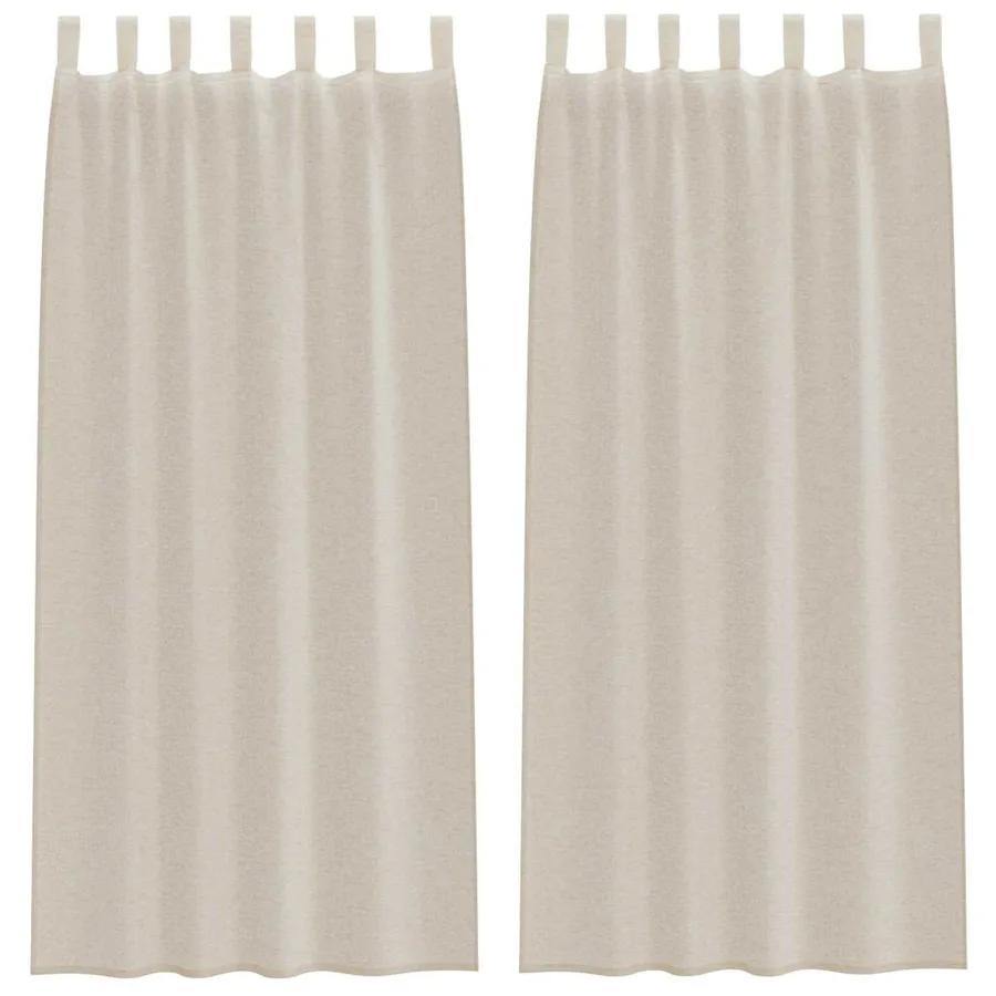 Rideau en Voile 2 pcs Couleur sable 225 x 140 cm Polyester - 2