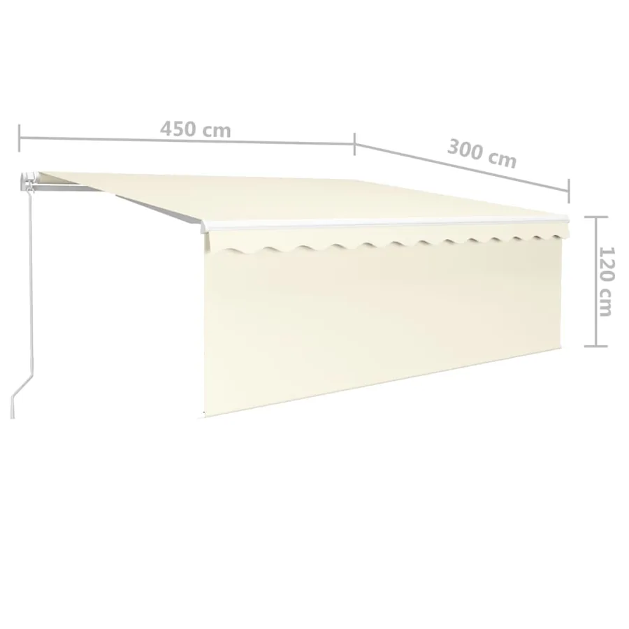 Auvent manuel rétractable avec store 4,5x3 m Crème - 7