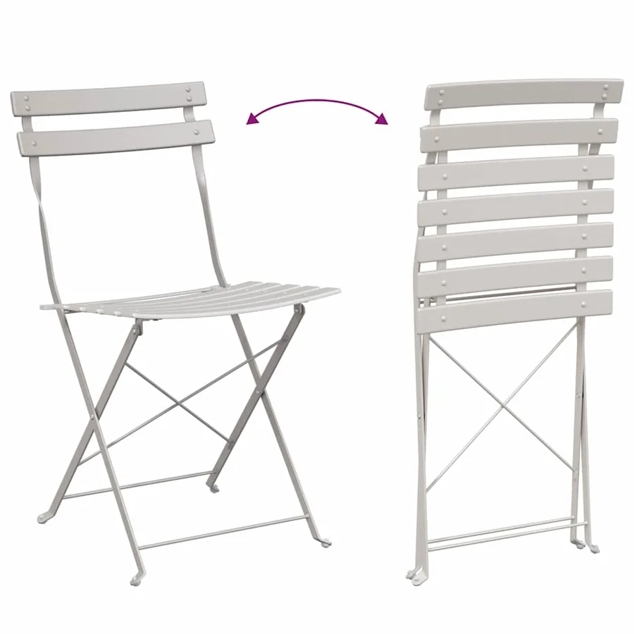 Chaise de jardin pliante 2 pcs Beige 42 x 46 x 82cm Métal - 11