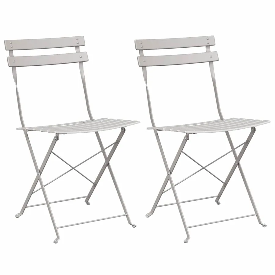 Chaise de jardin pliante 2 pcs Beige 42 x 46 x 82cm Métal - 2