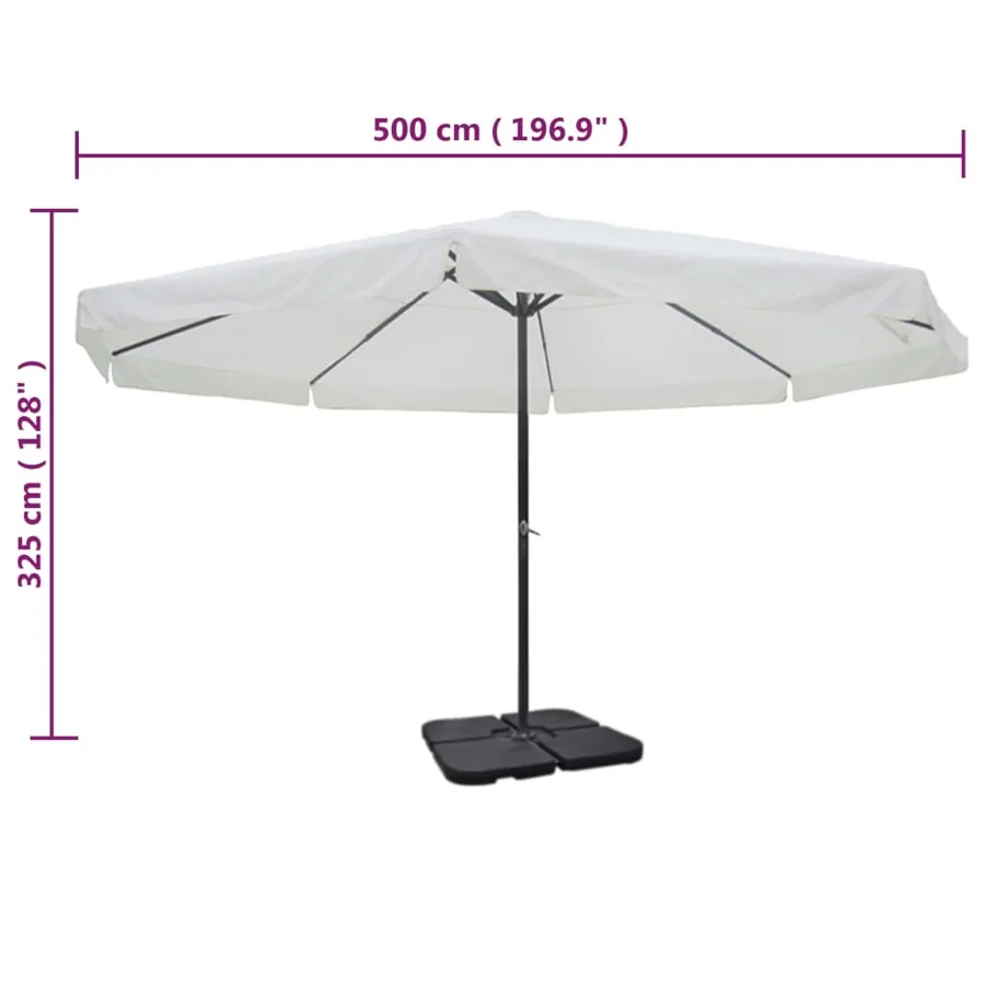 Parasol de jardin avec base portable aluminium blanc - 9