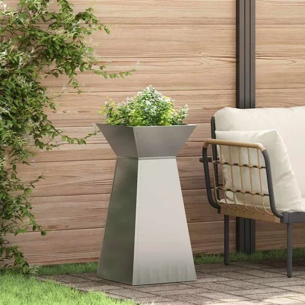 Jardinière à pilier 2 pc Argent 35 x 35 x 73 cm