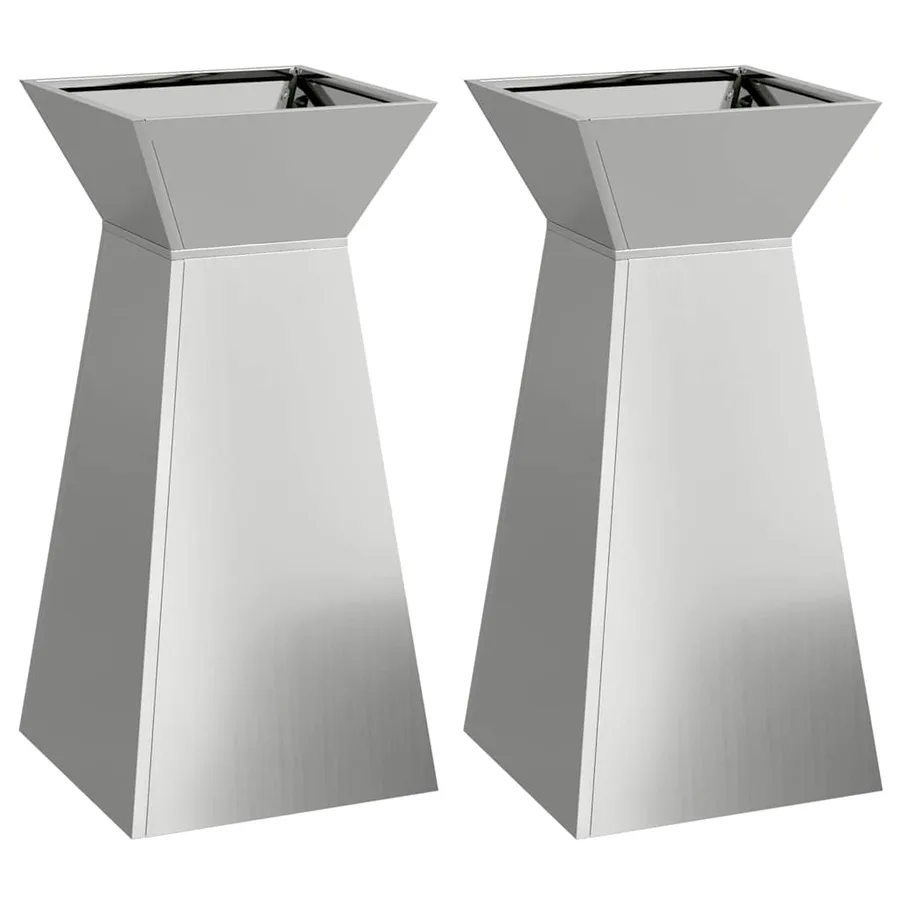 Jardinière à pilier 2 pc Argent 35 x 35 x 73 cm - 2