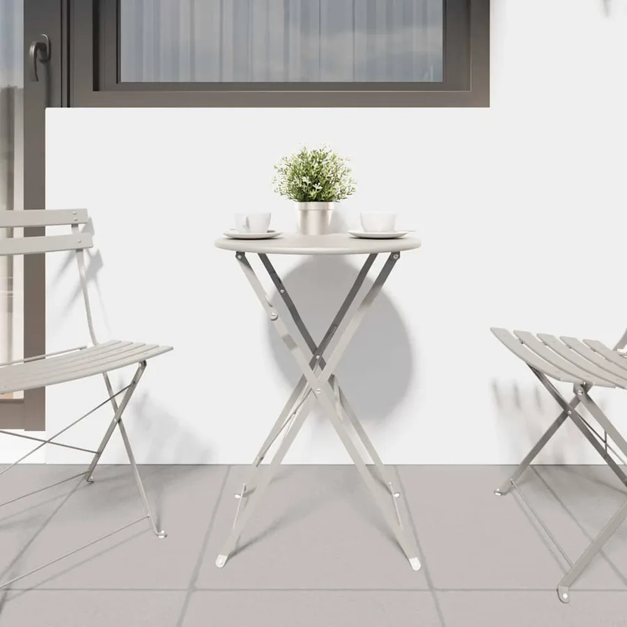 Table bistrot Beige Ø 50 x 71 cm Acier revêtu de poudre - 3