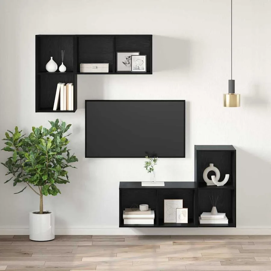 Ensemble meuble TV Chêne noir 37 x 37 x 72 cm Bois d'ingénierie - 6