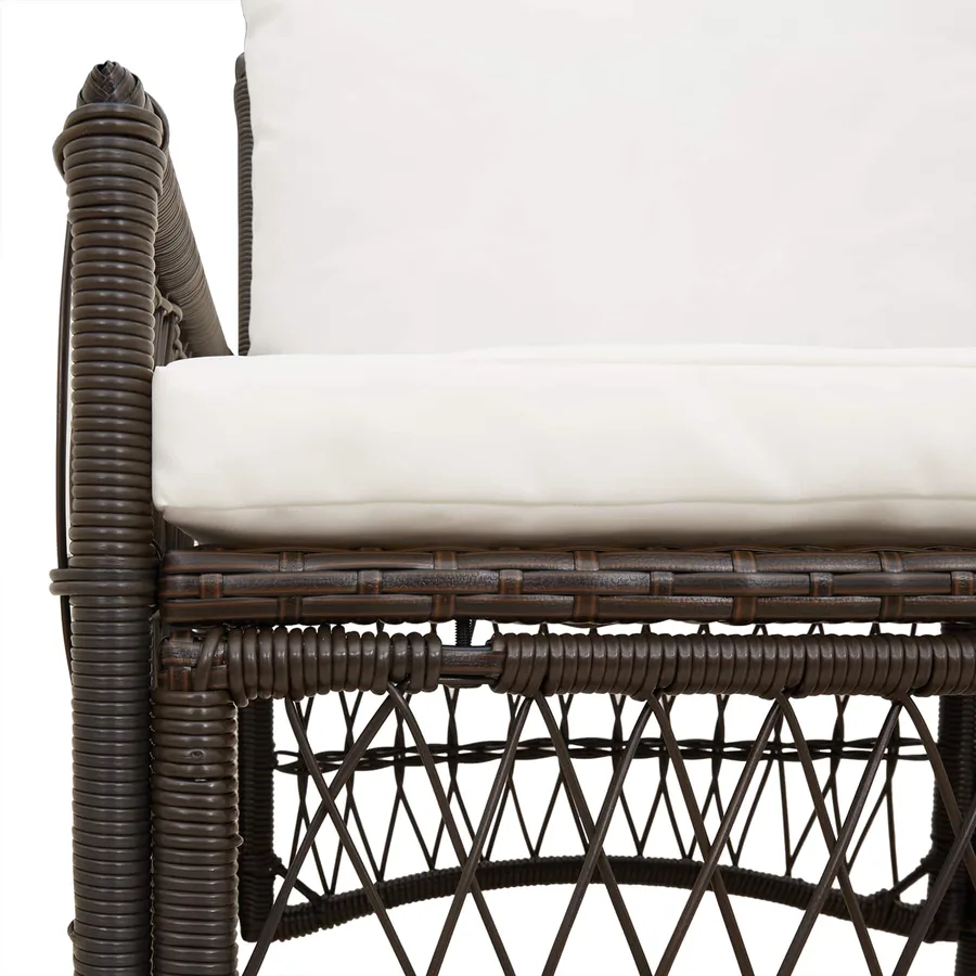 Chaise de jardin avec coussin Marron 73 x 61 x 77 cm polyrotin - 5