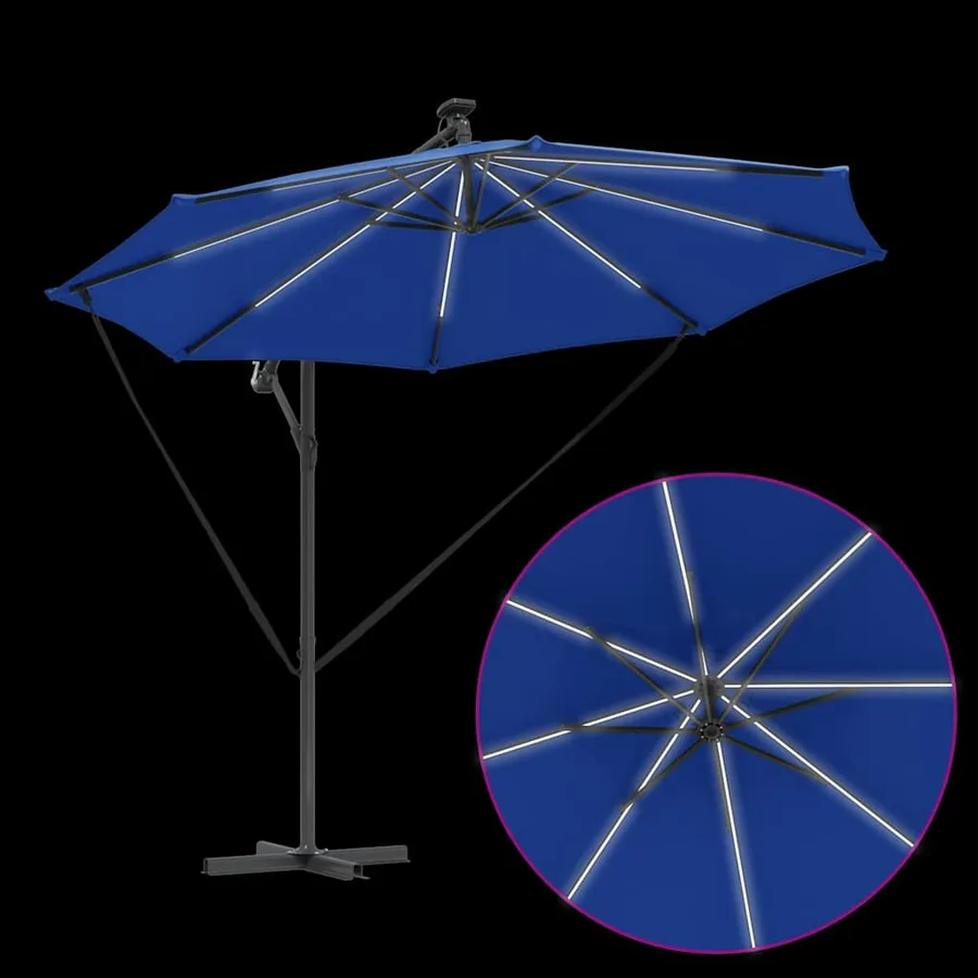 Parasol 294 x 294 x 248 cm Polyester et Aluminium Azur - 11