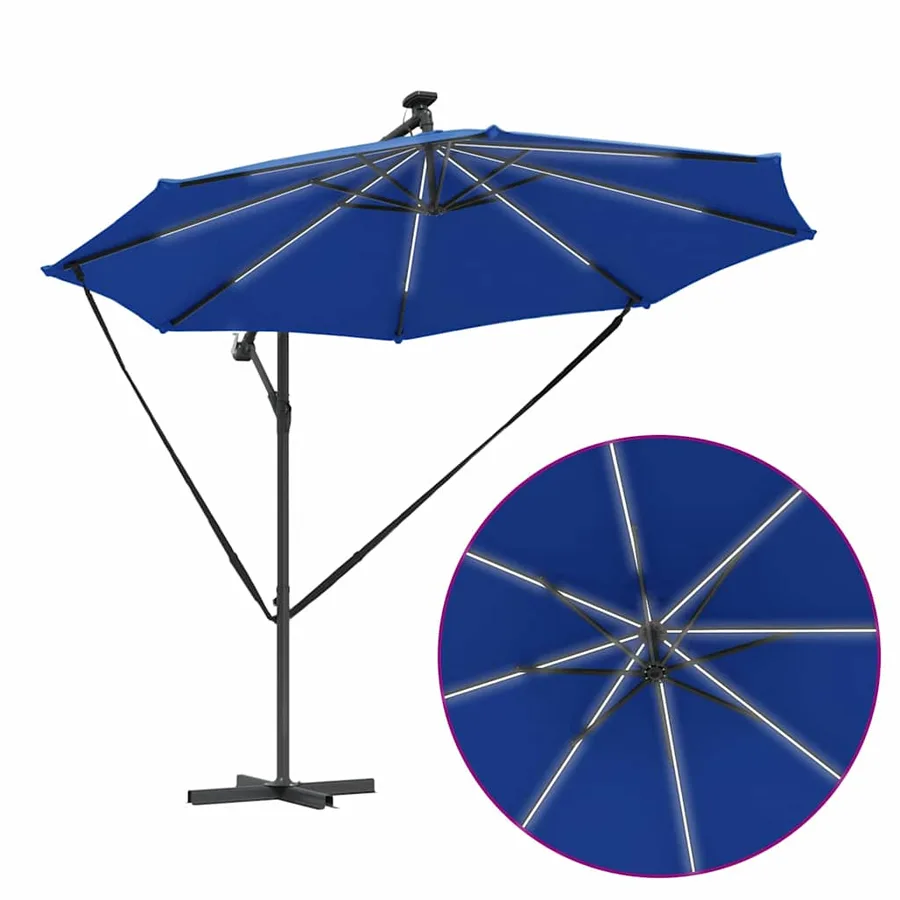 Parasol 294 x 294 x 248 cm Polyester et Aluminium Azur - 12