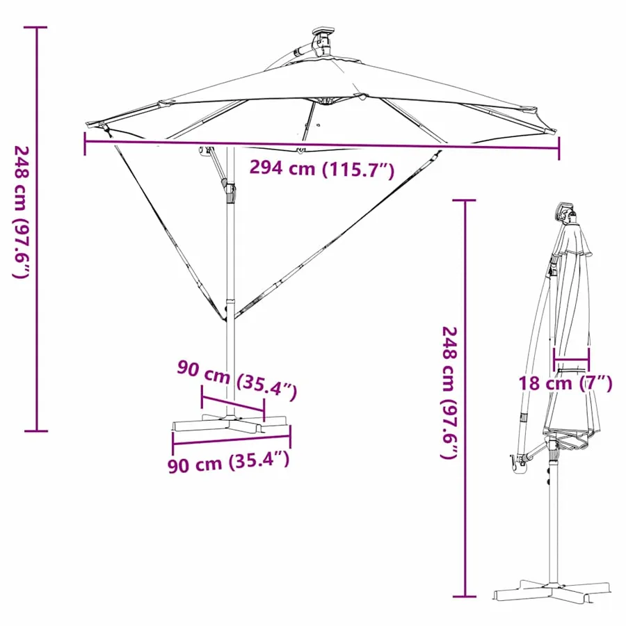 Parasol 294 x 294 x 248 cm Polyester et Aluminium Azur - 16