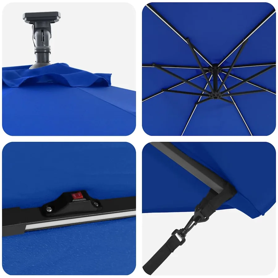 Parasol 294 x 294 x 248 cm Polyester et Aluminium Azur - 9