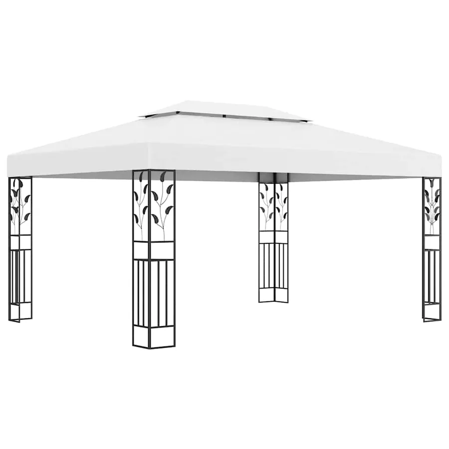 Tonnelle avec double toit et lumières LED 3x4 m Blanc - 3