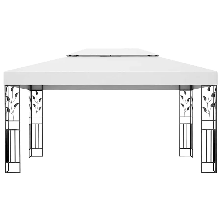 Tonnelle avec double toit et lumières LED 3x4 m Blanc - 4