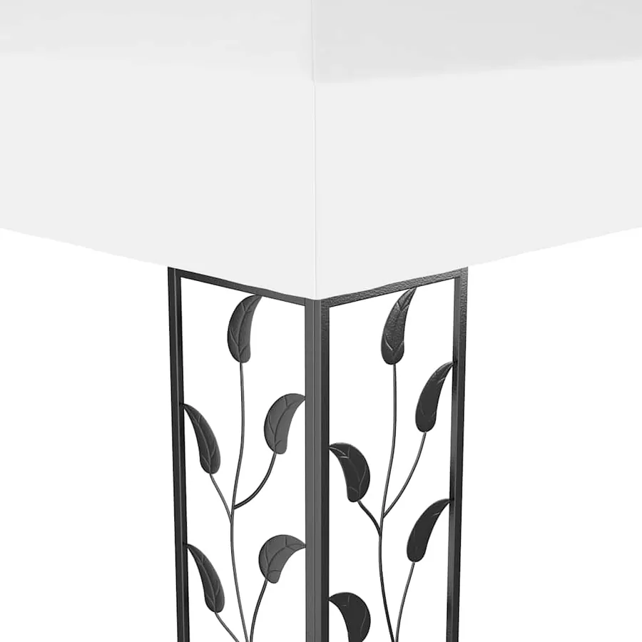 Tonnelle avec double toit et lumières LED 3x4 m Blanc - 6