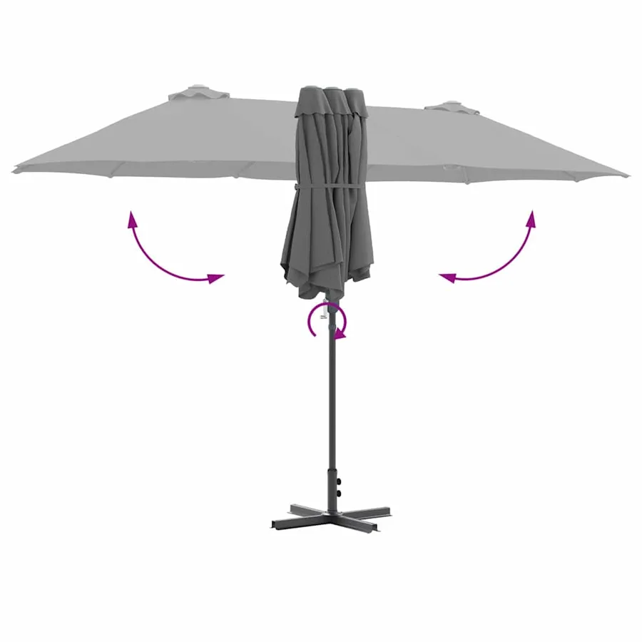 Parasol de jardin Anthracite 370 x 197 x 239 cm - 8