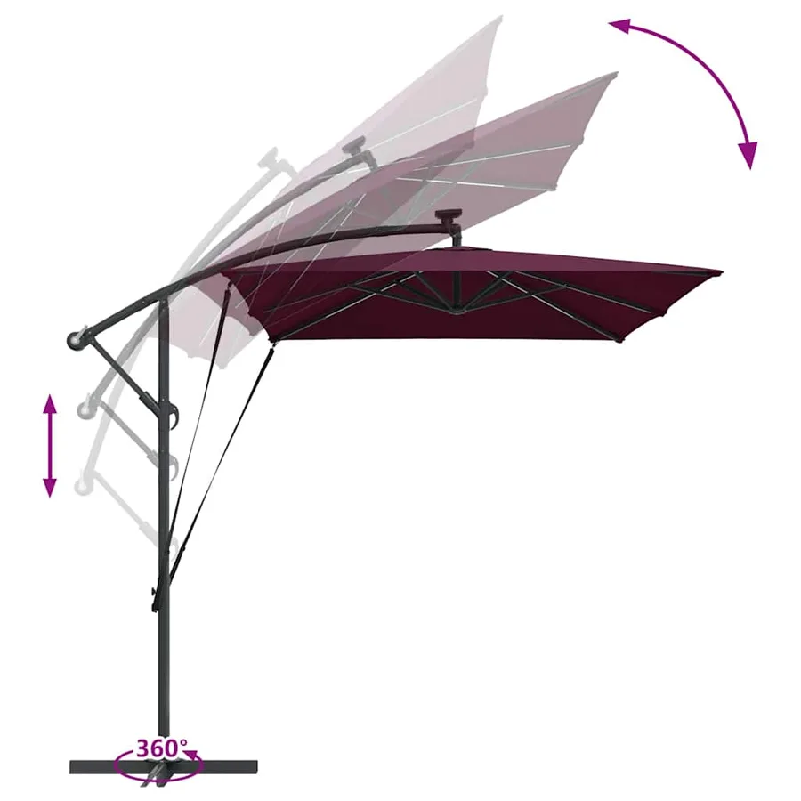 Parasol Bordeaux 294 x 200 x 270 cm Polyester et Aluminium - 13