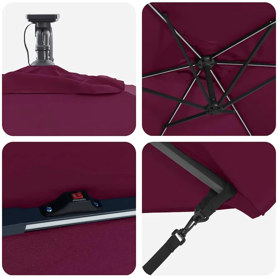 Parasol Bordeaux 294 x 200 x 270 cm Polyester et Aluminium - 9