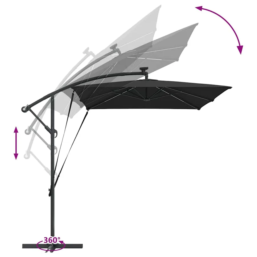 Parasol Noir 294 x 200 x 270 cm Polyester et Aluminium - 13