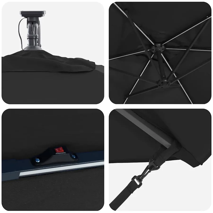 Parasol Noir 294 x 200 x 270 cm Polyester et Aluminium - 9