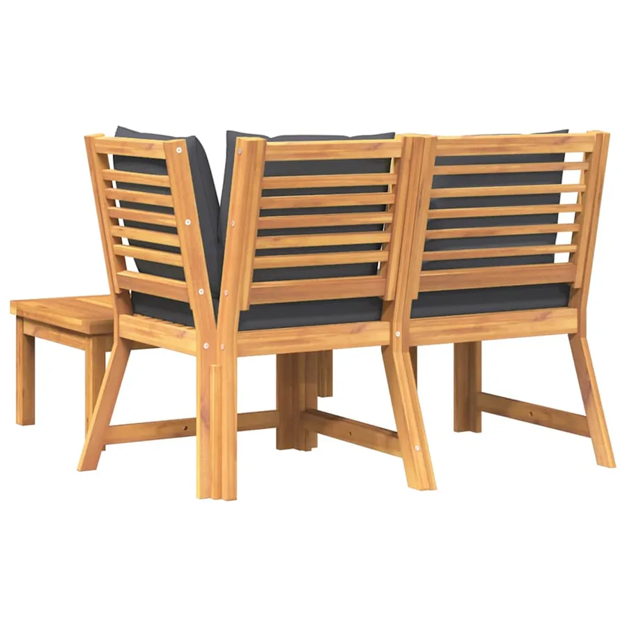 Salon de jardin 3pcs et coussin gris foncé Bois d'acacia solide - 6