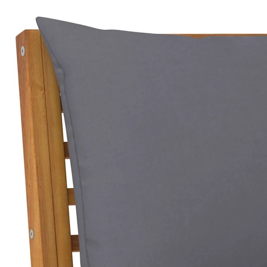 Salon de jardin 3pcs et coussin gris foncé Bois d'acacia solide - 7
