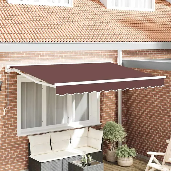 Cadre d'auvent Marron 300 x 200 cm Polyester avec revêtement PU