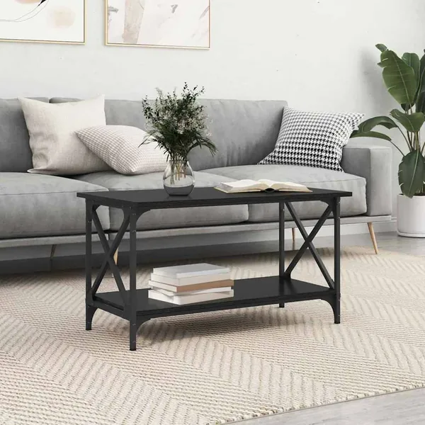 Table basse Chêne noir 80 x 45 x 45.5 cm Bois d'ingénierie