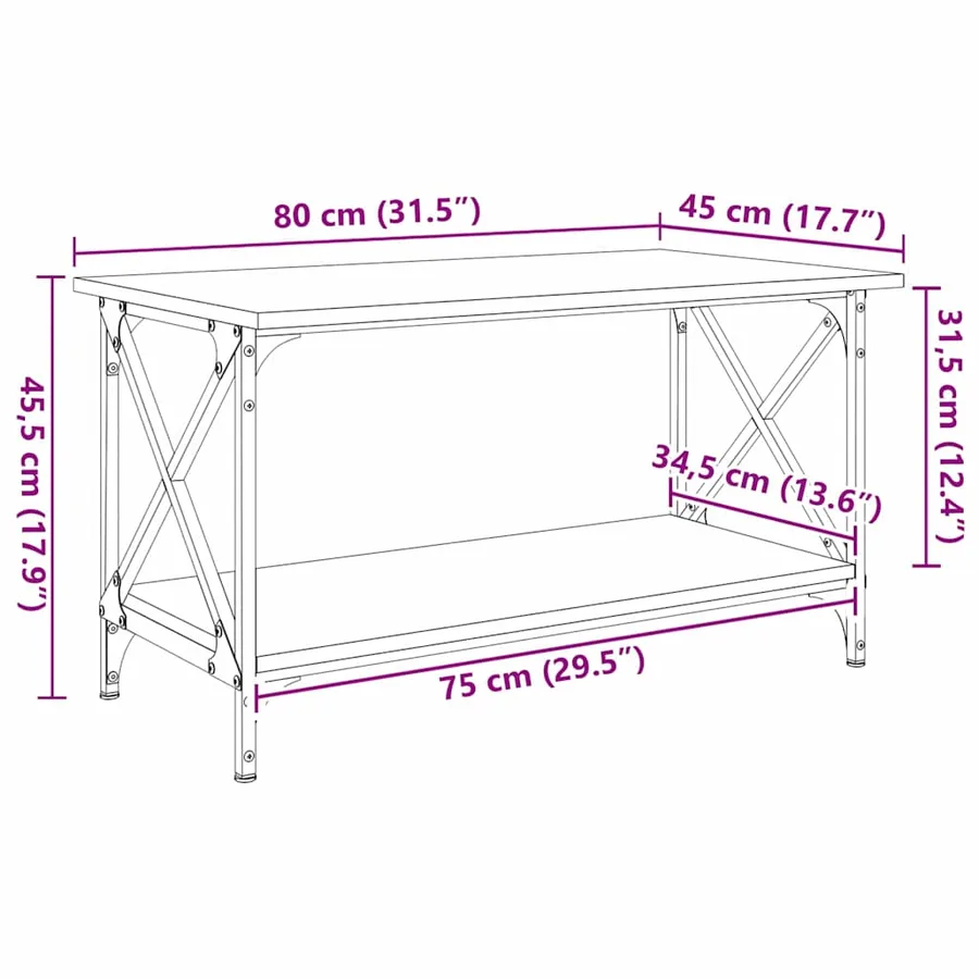 Table basse Bois ancien 80 x 45 x 45.5 cm Bois d'ingénierie - 10