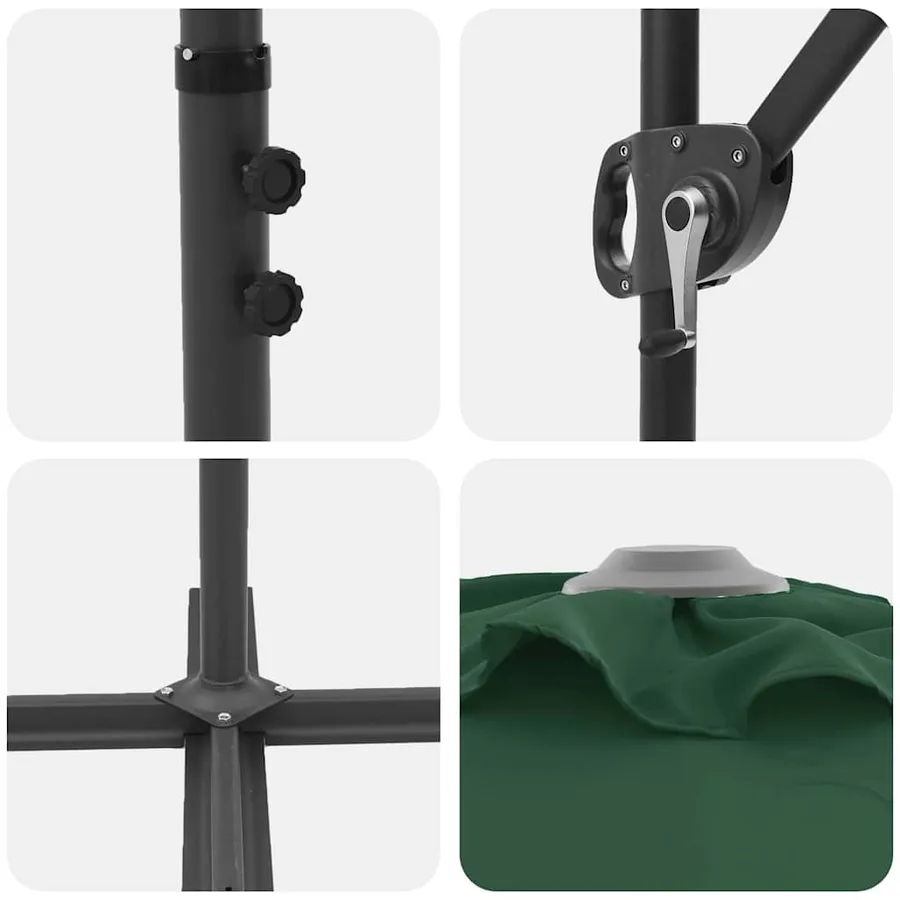Parasol Vert 372 x 198 x 243 cm Polyester et Aluminium - 9