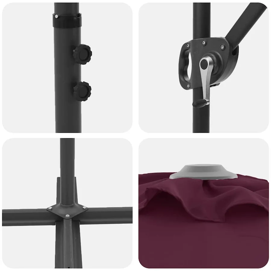 Parasol Bordeaux 372 x 198 x 243 cm Polyester et Aluminium - 9