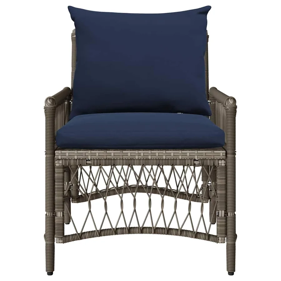 Chaise de jardin avec coussin Gris 73 x 61 x 77 cm polyrotin - 4